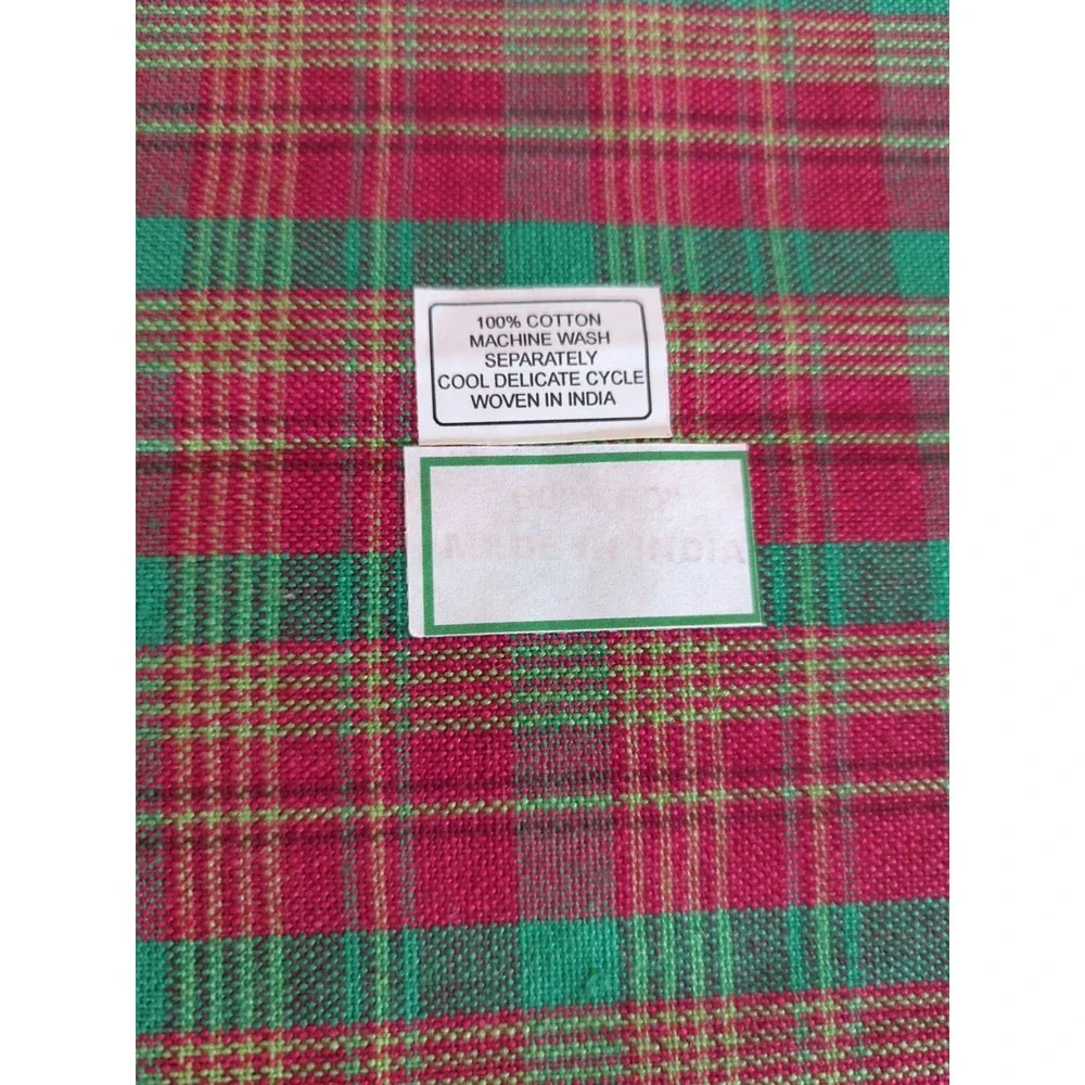 100% Cotton Plaid Handloom TABLECLOTH‎ By Primitive Artisans Inc 60x60
